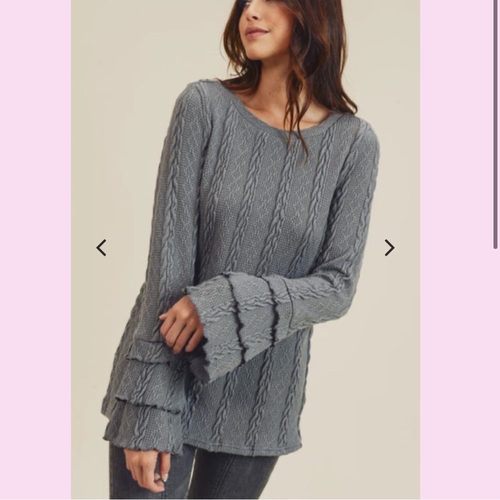 Women’s Boutique Cable Knit Bell Sleeve Sweater